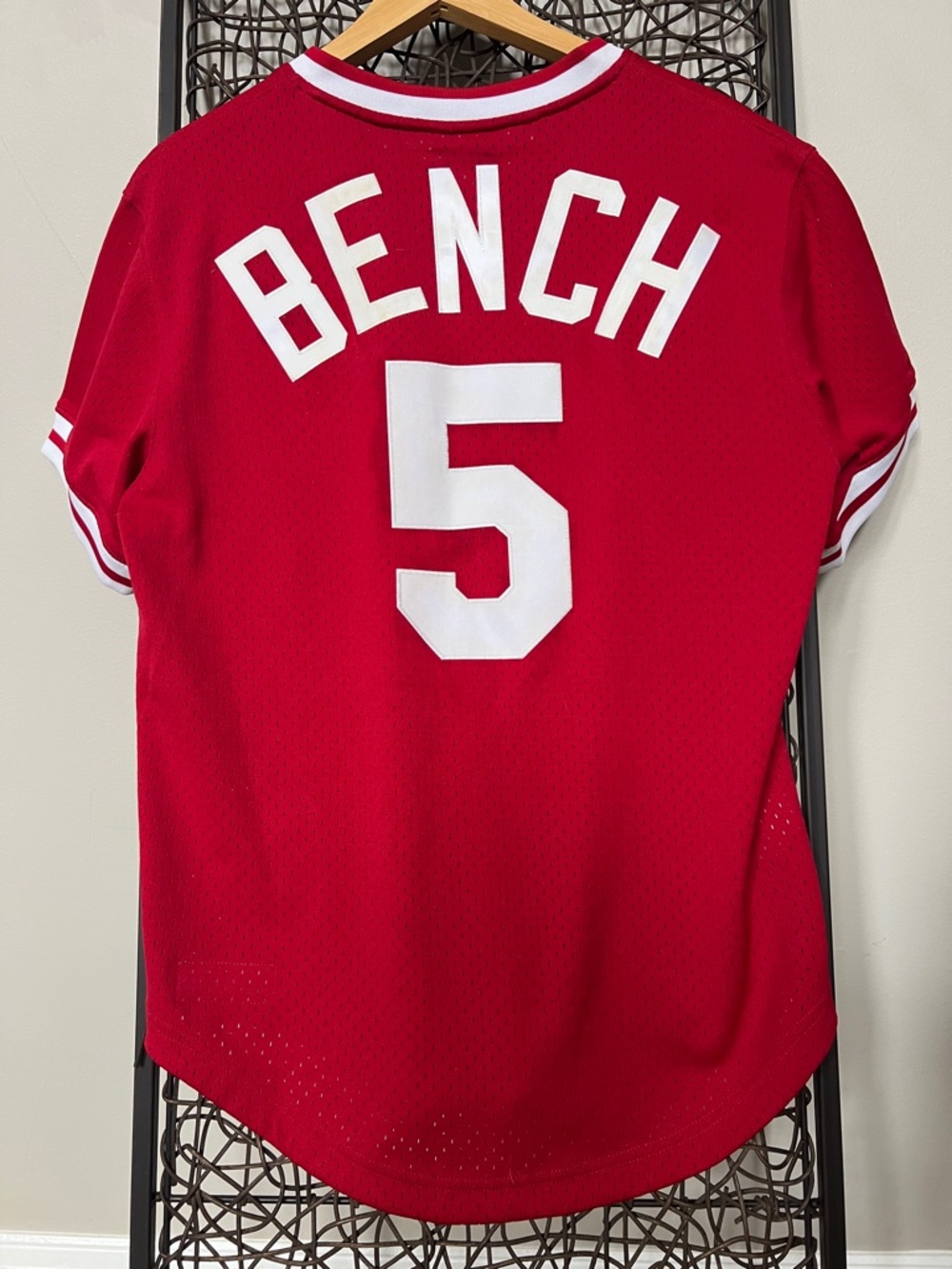 Mitchell & Ness Cincinnati Reds Johnny Bench 1983 Practice Cooperstown Jersey M